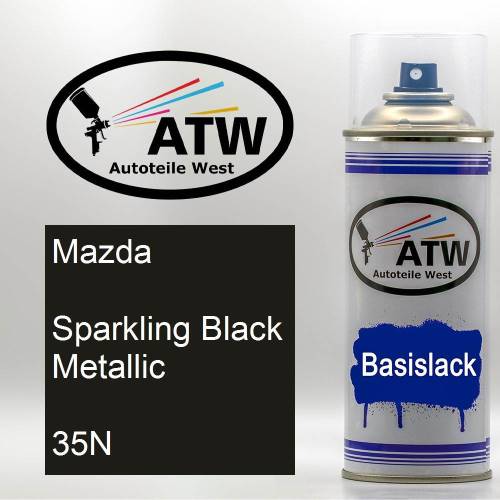 Mazda, Sparkling Black Metallic, 35N: 400ml Sprühdose, von ATW Autoteile West.